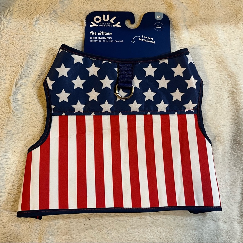 YOULY NWT The Citizen Stars And Stripes Dog Harness with snap buckle Size M